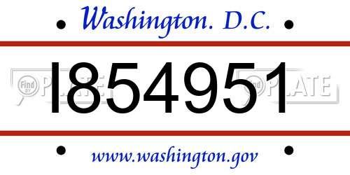 I854951 District Of Columbia License Plate