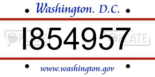 I854957 District Of Columbia License Plate