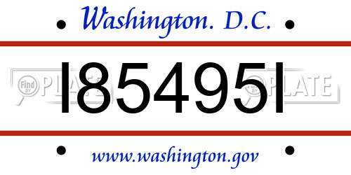 I85495I District Of Columbia License Plate