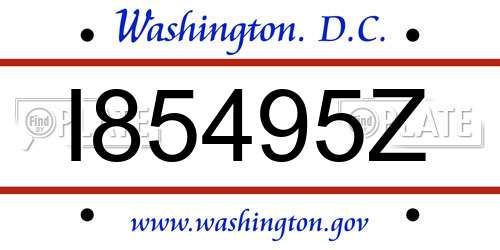 I85495Z District Of Columbia License Plate