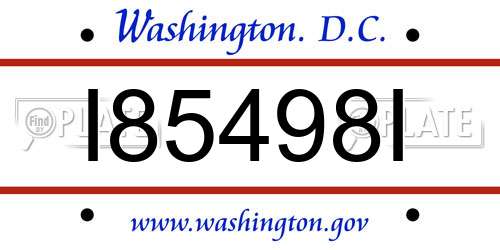I85498I District Of Columbia License Plate