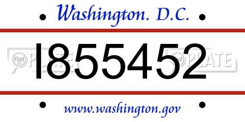 I855452 District Of Columbia License Plate