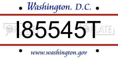 I85545T District Of Columbia License Plate