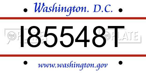 I85548T District Of Columbia License Plate