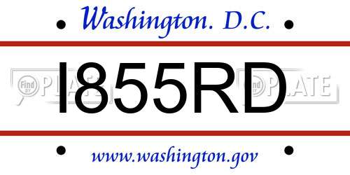 I855RD District Of Columbia License Plate