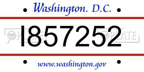 I857252 District Of Columbia License Plate