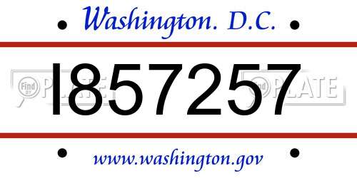 I857257 District Of Columbia License Plate