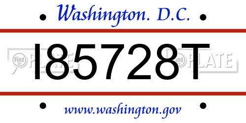 I85728T District Of Columbia License Plate