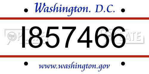 I857466 District Of Columbia License Plate