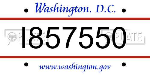 I857550 District Of Columbia License Plate
