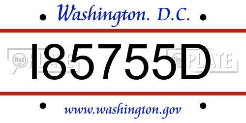 I85755D District Of Columbia License Plate
