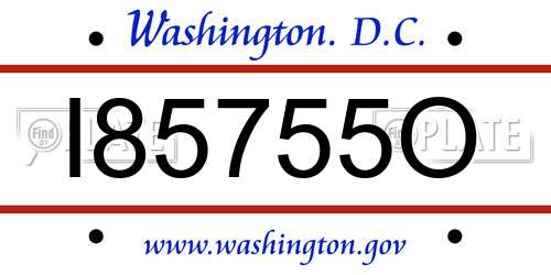 I85755O District Of Columbia License Plate