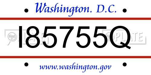 I85755Q District Of Columbia License Plate