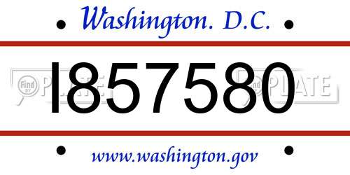 I857580 District Of Columbia License Plate