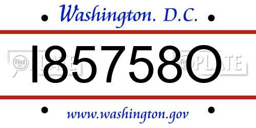 I85758O District Of Columbia License Plate
