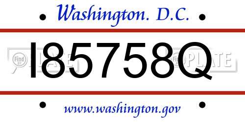 I85758Q District Of Columbia License Plate