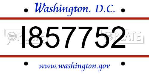 I857752 District Of Columbia License Plate