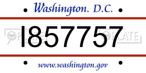 I857757 District Of Columbia License Plate