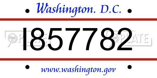 I857782 District Of Columbia License Plate