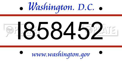 I858452 District Of Columbia License Plate