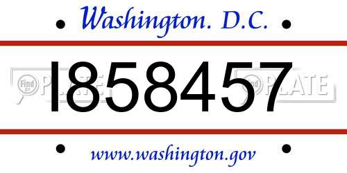 I858457 District Of Columbia License Plate