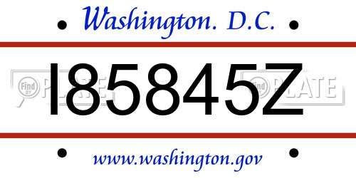I85845Z District Of Columbia License Plate