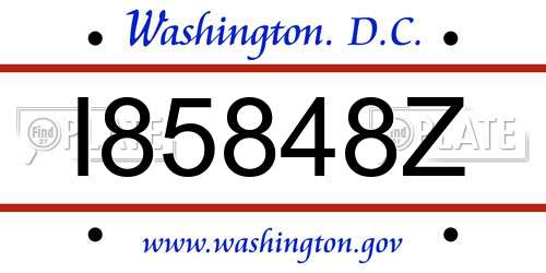 I85848Z District Of Columbia License Plate