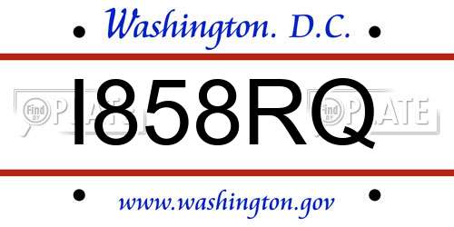 I858RQ District Of Columbia License Plate