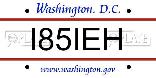 I85IEH District Of Columbia License Plate