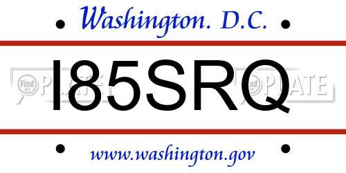 I85SRQ District Of Columbia License Plate