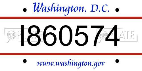 I860574 District Of Columbia License Plate