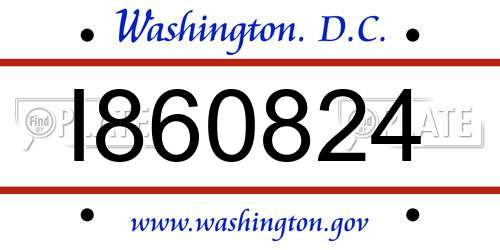 I860824 District Of Columbia License Plate