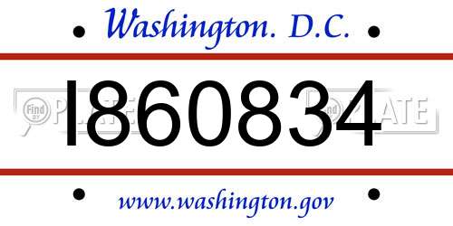 I860834 District Of Columbia License Plate