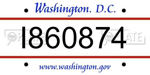 I860874 District Of Columbia License Plate
