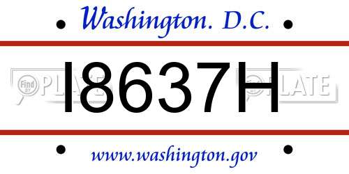 I8637H District Of Columbia License Plate