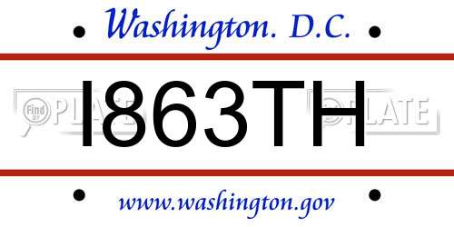 I863TH District Of Columbia License Plate
