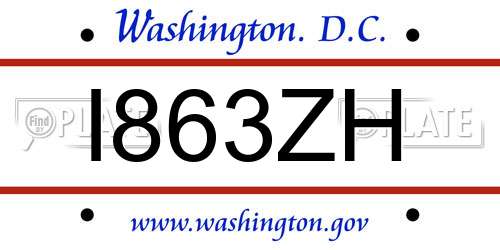 I863ZH District Of Columbia License Plate