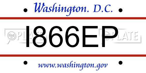 I866EP District Of Columbia License Plate