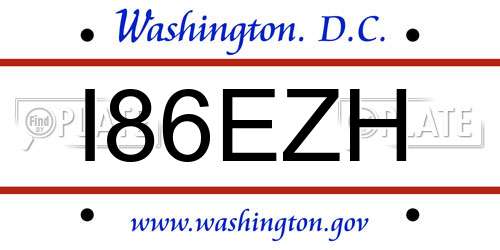 I86EZH District Of Columbia License Plate