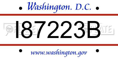 I87223B District Of Columbia License Plate
