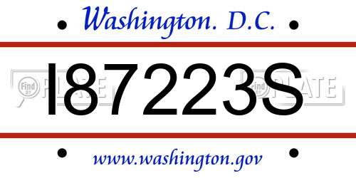 I87223S District Of Columbia License Plate