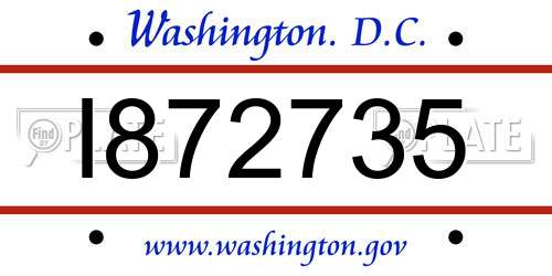 I872735 District Of Columbia License Plate