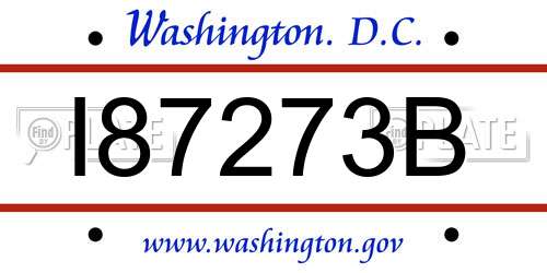I87273B District Of Columbia License Plate