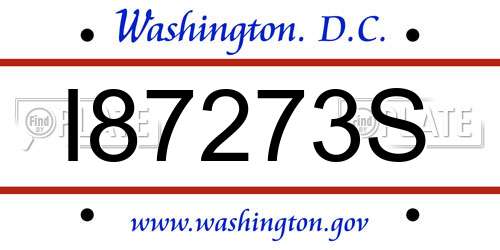 I87273S District Of Columbia License Plate