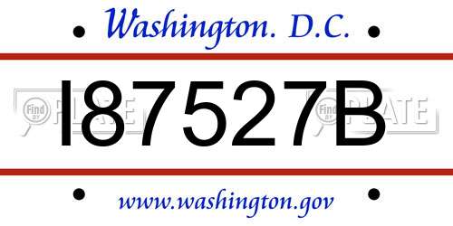 I87527B District Of Columbia License Plate