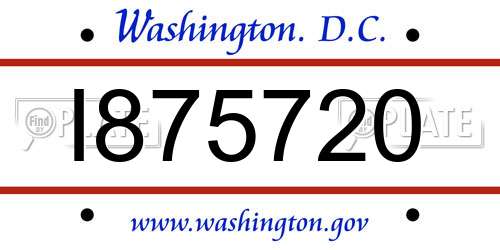 I875720 District Of Columbia License Plate