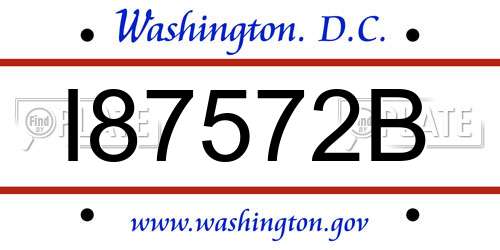 I87572B District Of Columbia License Plate