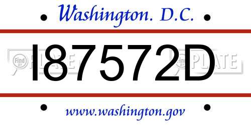 I87572D District Of Columbia License Plate