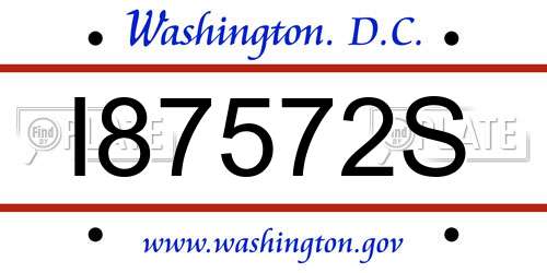 I87572S District Of Columbia License Plate