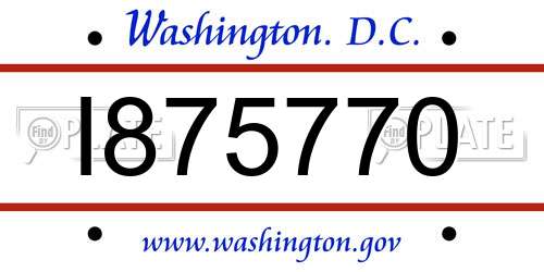 I875770 District Of Columbia License Plate